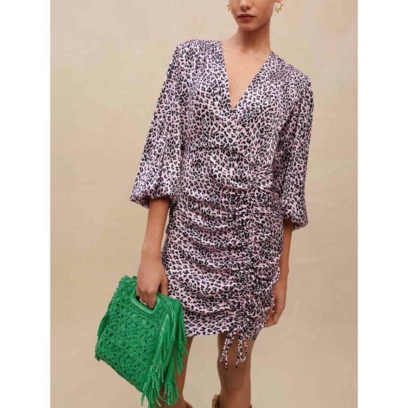 Maje Draped leopard-print dress NEW NWT - Picture 3 of 12